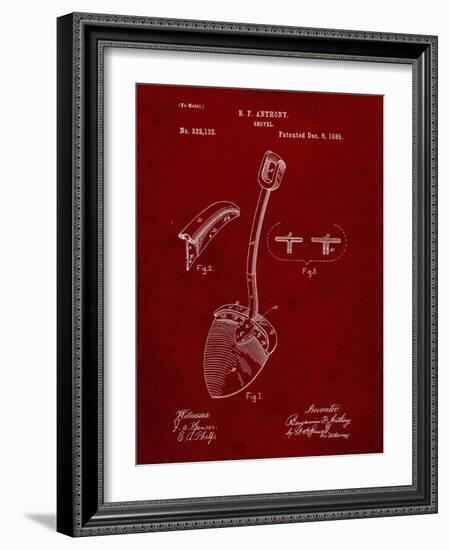 PP976-Burgundy Original Shovel Patent 1885 Patent Poster-Cole Borders-Framed Giclee Print