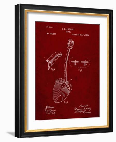 PP976-Burgundy Original Shovel Patent 1885 Patent Poster-Cole Borders-Framed Giclee Print