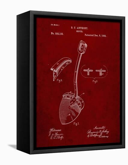 PP976-Burgundy Original Shovel Patent 1885 Patent Poster-Cole Borders-Framed Premier Image Canvas