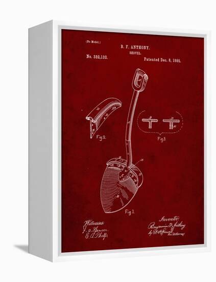 PP976-Burgundy Original Shovel Patent 1885 Patent Poster-Cole Borders-Framed Premier Image Canvas