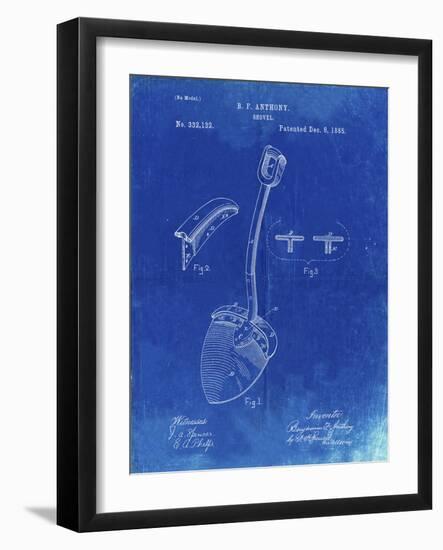 PP976-Faded Blueprint Original Shovel Patent 1885 Patent Poster-Cole Borders-Framed Giclee Print