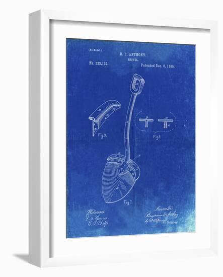 PP976-Faded Blueprint Original Shovel Patent 1885 Patent Poster-Cole Borders-Framed Giclee Print