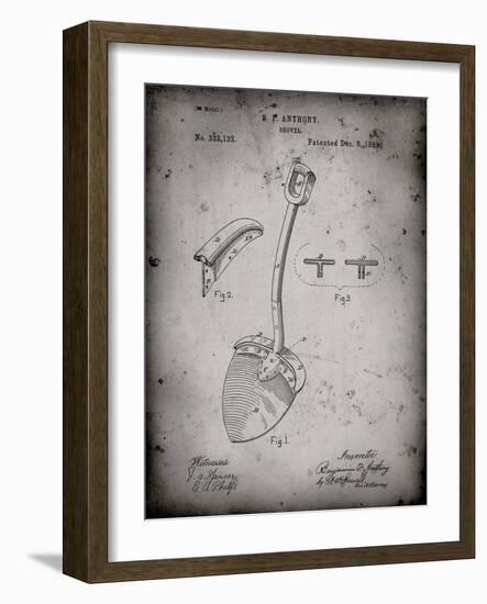 PP976-Faded Grey Original Shovel Patent 1885 Patent Poster-Cole Borders-Framed Giclee Print