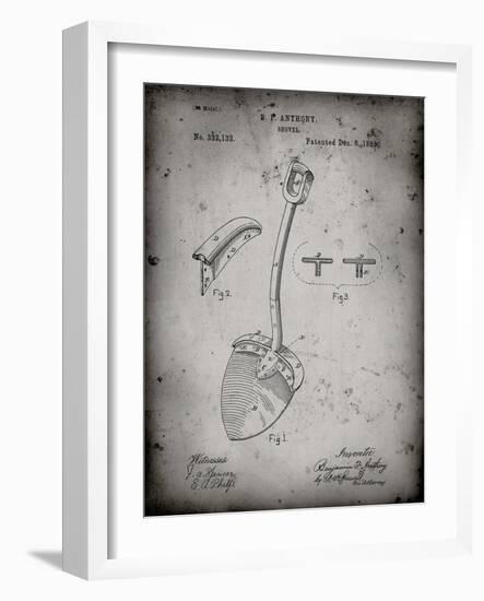 PP976-Faded Grey Original Shovel Patent 1885 Patent Poster-Cole Borders-Framed Giclee Print