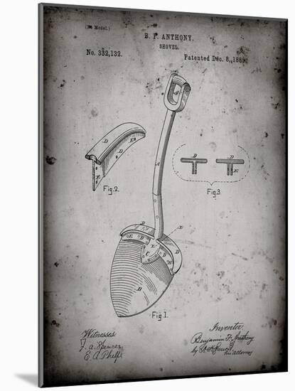 PP976-Faded Grey Original Shovel Patent 1885 Patent Poster-Cole Borders-Mounted Giclee Print