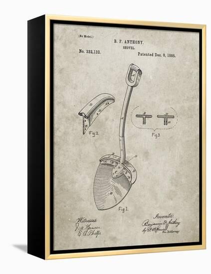 PP976-Sandstone Original Shovel Patent 1885 Patent Poster-Cole Borders-Framed Premier Image Canvas