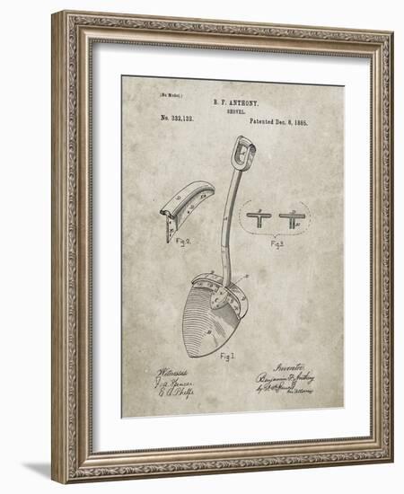 PP976-Sandstone Original Shovel Patent 1885 Patent Poster-Cole Borders-Framed Giclee Print