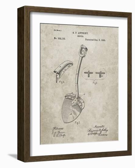 PP976-Sandstone Original Shovel Patent 1885 Patent Poster-Cole Borders-Framed Giclee Print