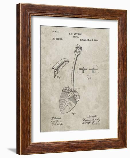 PP976-Sandstone Original Shovel Patent 1885 Patent Poster-Cole Borders-Framed Giclee Print