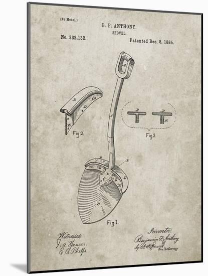 PP976-Sandstone Original Shovel Patent 1885 Patent Poster-Cole Borders-Mounted Giclee Print