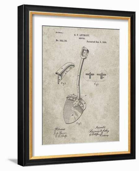 PP976-Sandstone Original Shovel Patent 1885 Patent Poster-Cole Borders-Framed Giclee Print