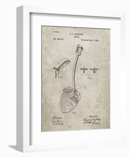 PP976-Sandstone Original Shovel Patent 1885 Patent Poster-Cole Borders-Framed Giclee Print