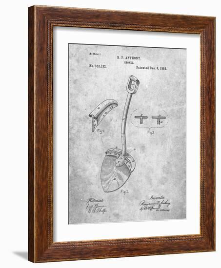 PP976-Slate Original Shovel Patent 1885 Patent Poster-Cole Borders-Framed Giclee Print