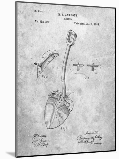 PP976-Slate Original Shovel Patent 1885 Patent Poster-Cole Borders-Mounted Giclee Print