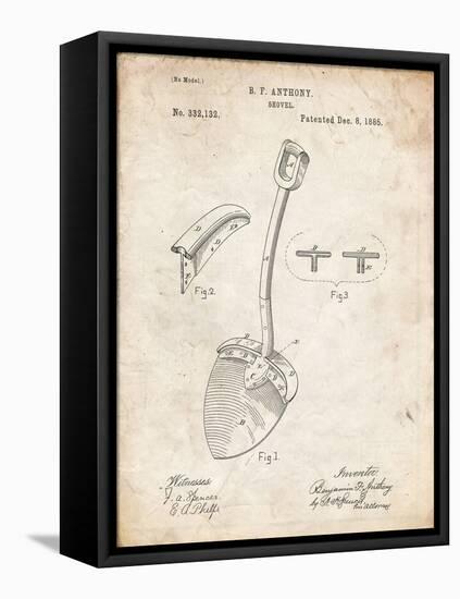 PP976-Vintage Parchment Original Shovel Patent 1885 Patent Poster-Cole Borders-Framed Premier Image Canvas