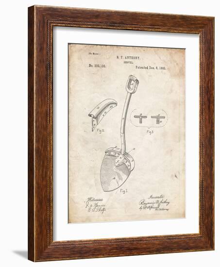 PP976-Vintage Parchment Original Shovel Patent 1885 Patent Poster-Cole Borders-Framed Giclee Print