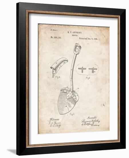 PP976-Vintage Parchment Original Shovel Patent 1885 Patent Poster-Cole Borders-Framed Giclee Print