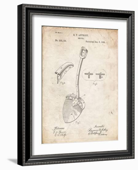 PP976-Vintage Parchment Original Shovel Patent 1885 Patent Poster-Cole Borders-Framed Giclee Print