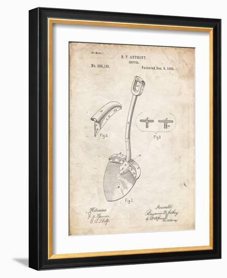 PP976-Vintage Parchment Original Shovel Patent 1885 Patent Poster-Cole Borders-Framed Giclee Print