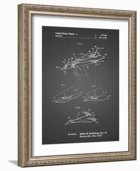 PP983-Black Grid Paper Airplane Patent Poster-Cole Borders-Framed Giclee Print