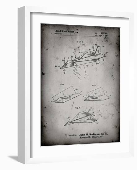 PP983-Faded Grey Paper Airplane Patent Poster-Cole Borders-Framed Giclee Print