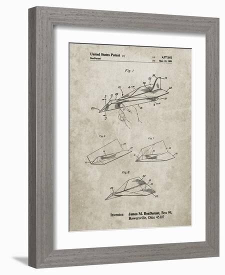 PP983-Sandstone Paper Airplane Patent Poster-Cole Borders-Framed Giclee Print