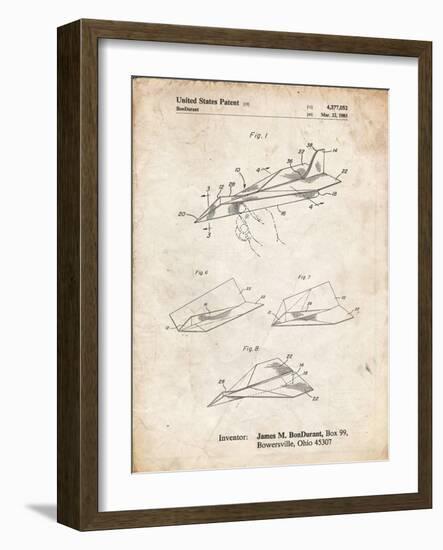 PP983-Vintage Parchment Paper Airplane Patent Poster-Cole Borders-Framed Giclee Print