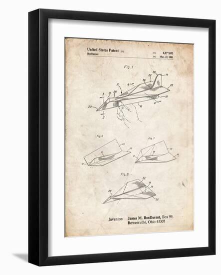 PP983-Vintage Parchment Paper Airplane Patent Poster-Cole Borders-Framed Giclee Print