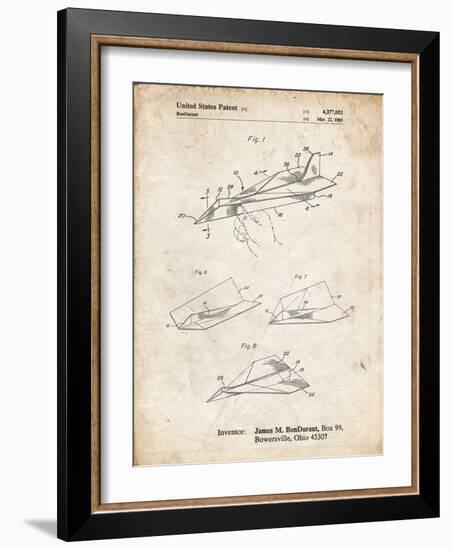 PP983-Vintage Parchment Paper Airplane Patent Poster-Cole Borders-Framed Giclee Print