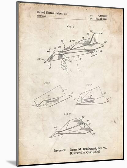 PP983-Vintage Parchment Paper Airplane Patent Poster-Cole Borders-Mounted Giclee Print