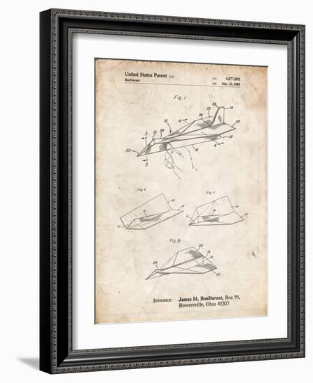 PP983-Vintage Parchment Paper Airplane Patent Poster-Cole Borders-Framed Giclee Print