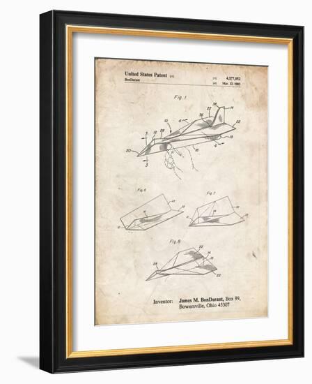 PP983-Vintage Parchment Paper Airplane Patent Poster-Cole Borders-Framed Giclee Print