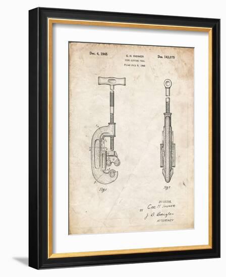 PP986-Vintage Parchment Pipe Cutting Tool Patent Poster-Cole Borders-Framed Giclee Print