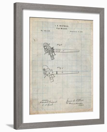 PP987-Antique Grid Parchment Pipe Wrench Patent Wall Art Poster-Cole Borders-Framed Giclee Print