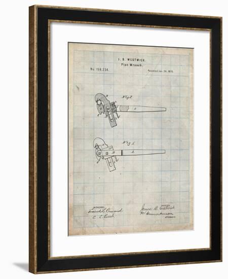 PP987-Antique Grid Parchment Pipe Wrench Patent Wall Art Poster-Cole Borders-Framed Giclee Print