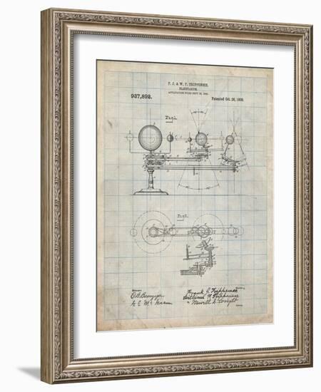 PP988-Antique Grid Parchment Planetarium 1909 Patent Poster-Cole Borders-Framed Giclee Print