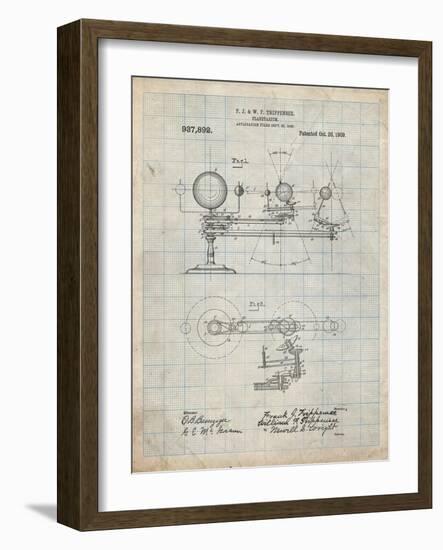 PP988-Antique Grid Parchment Planetarium 1909 Patent Poster-Cole Borders-Framed Giclee Print