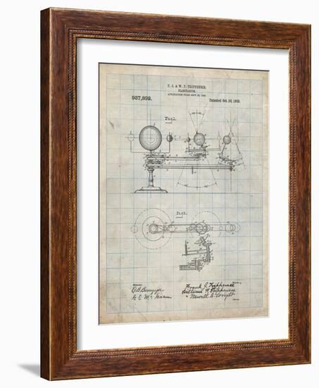 PP988-Antique Grid Parchment Planetarium 1909 Patent Poster-Cole Borders-Framed Giclee Print