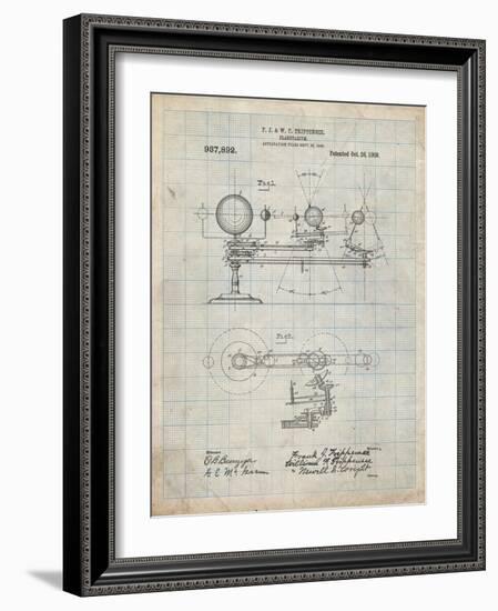 PP988-Antique Grid Parchment Planetarium 1909 Patent Poster-Cole Borders-Framed Giclee Print