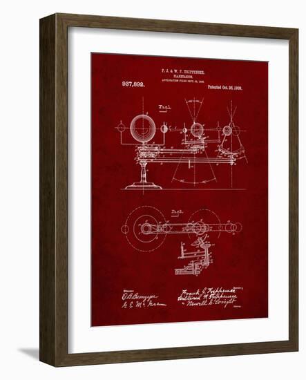 PP988-Burgundy Planetarium 1909 Patent Poster-Cole Borders-Framed Giclee Print