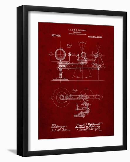 PP988-Burgundy Planetarium 1909 Patent Poster-Cole Borders-Framed Giclee Print