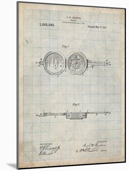 PP992-Antique Grid Parchment Pocket Transit Compass 1919 Patent Poster-Cole Borders-Mounted Giclee Print