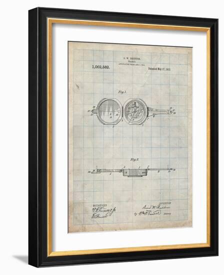 PP992-Antique Grid Parchment Pocket Transit Compass 1919 Patent Poster-Cole Borders-Framed Giclee Print