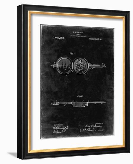 PP992-Black Grunge Pocket Transit Compass 1919 Patent Poster-Cole Borders-Framed Giclee Print