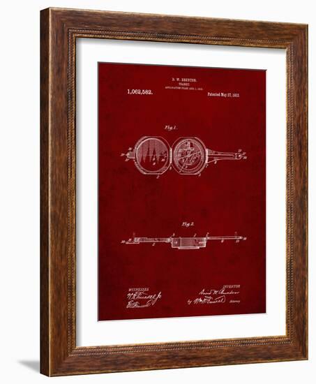 PP992-Burgundy Pocket Transit Compass 1919 Patent Poster-Cole Borders-Framed Giclee Print