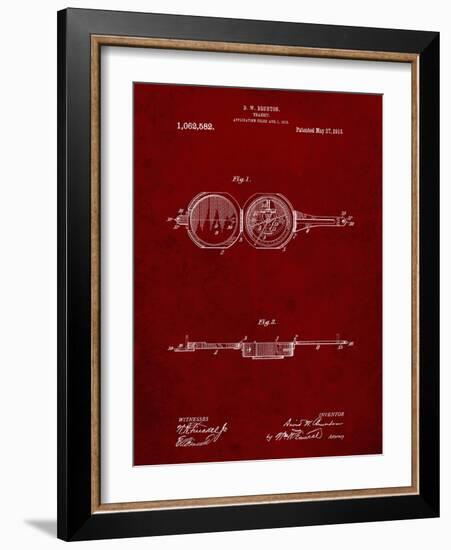 PP992-Burgundy Pocket Transit Compass 1919 Patent Poster-Cole Borders-Framed Giclee Print