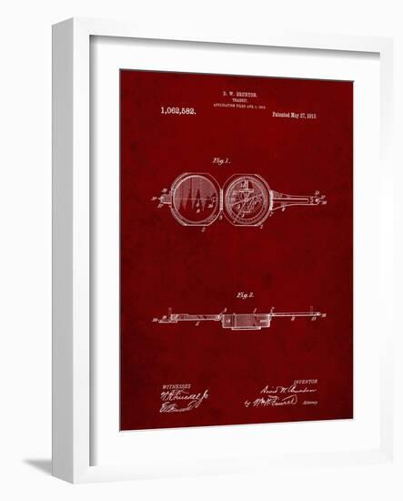 PP992-Burgundy Pocket Transit Compass 1919 Patent Poster-Cole Borders-Framed Giclee Print