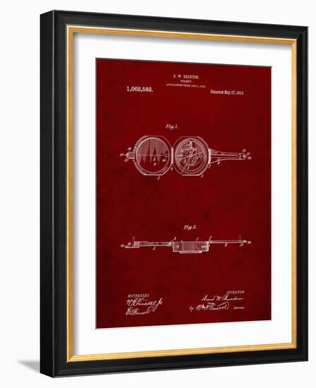 PP992-Burgundy Pocket Transit Compass 1919 Patent Poster-Cole Borders-Framed Giclee Print