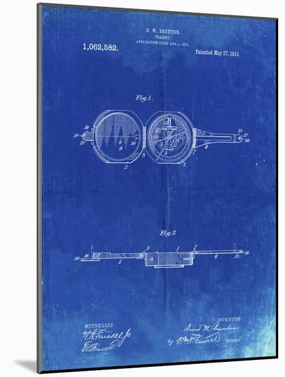 PP992-Faded Blueprint Pocket Transit Compass 1919 Patent Poster-Cole Borders-Mounted Giclee Print