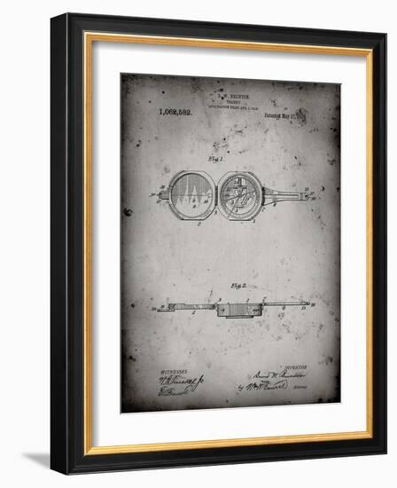 PP992-Faded Grey Pocket Transit Compass 1919 Patent Poster-Cole Borders-Framed Giclee Print